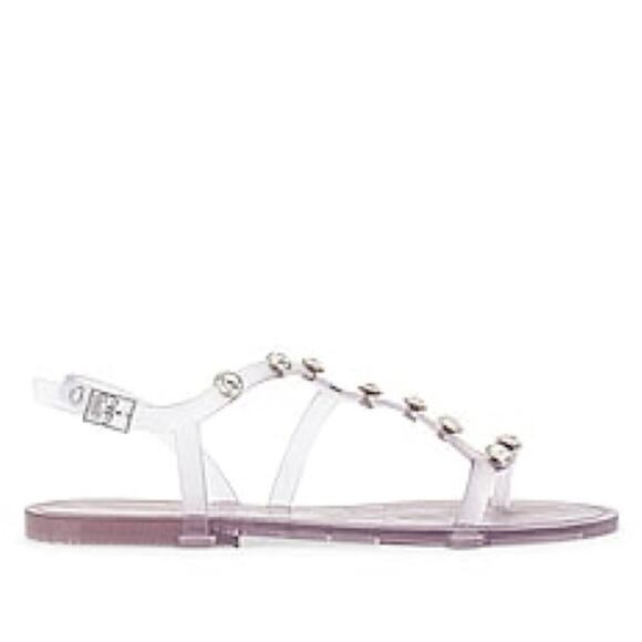 Schutz Bria Crystal Clear Jelly Embellished Sandal with Dust Bag Size 6 NIB - Picture 2 of 13